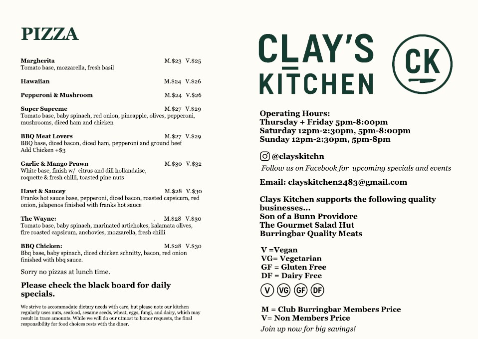 clay kitchen menu back